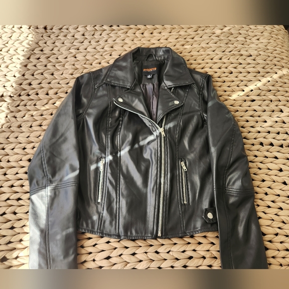 Black Leather Moto Jacket - Picture 3 of 4